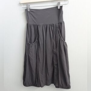 💚2/$25💚 Garnet Hill Gray Ruched Midi Skirt Pockets Wide Waist Womens XS